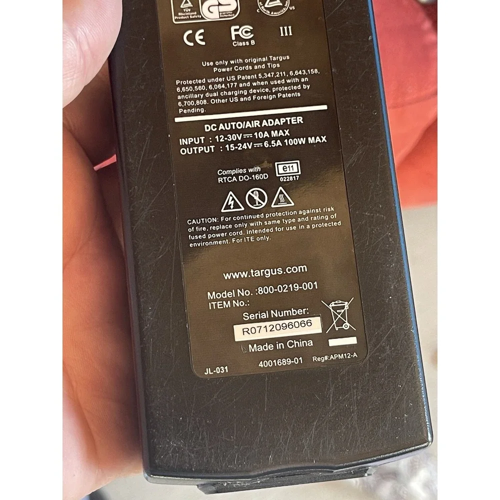 Targus15-24V=6.5A 100W MAX, With Car Adapter